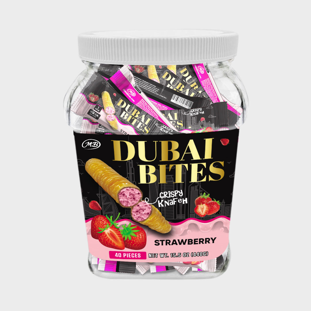 Dubai Bites with Strawberry Cream Crispy Khunafa Kataifi