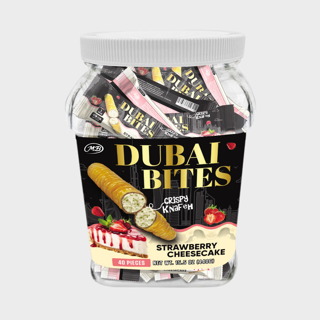 Dubai Bites with Strawberry Cheesecake Cream Crispy Khunafa Kataifi